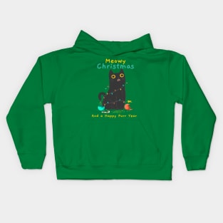 Meowy Christmas and a happy Purr Year / Christmas cat / Cat Kids Hoodie